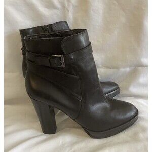 Arturo Chiang Black Leather Platform Boots Size 8.5